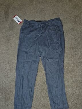 Cropped Drawstring Ankle Pants in Slate Blue